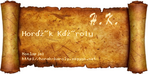 Horák Károly névjegykártya